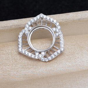 Accessoire en argent S925, fleur de rose, perle Mabe, pendentif vide à faire soi-même, support de pendentif, 11,7-11,9, accessoire 5739 - Product Image 4