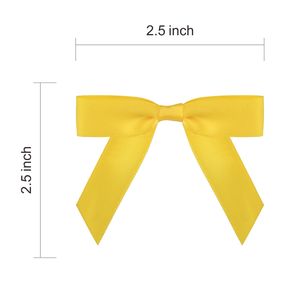 Boutique 2,5 "Yellow Gold Satin Ribbon Twist Tie Bows para atar paquetes Envoltura de regalos - Product Image 2