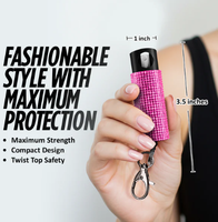 Porte-clés de défense personnelle professionnel en spray de diamant pour femmes, rose, avec étui de transport, kit de défense en strass, lampe torche, piles AAA, chaud