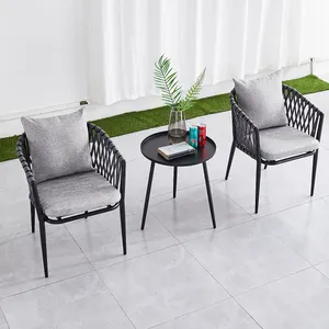 Chaise en rotin pour meubles d'extérieur en rotin avec corde en aluminium résistant aux intempéries Chaises de jardin pour patio restaurant et café