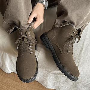 Botas de trabajo de gamuza transpirables de media caña para hombre 2026, botas de desierto, zapatos deportivos casuales con alzas - Product Image 4