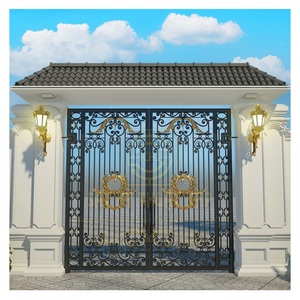Portails en fer forgé de luxe classiques modernes à double battant, conception antivol, portail d'entrée de villa, modélisation 3D ECO - Product Image 5