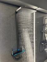 Clé de piano salle de bain grande pluie noir pommeau de douche colonne mitigeur robinet ensemble de robinets de douche affichage numérique LED