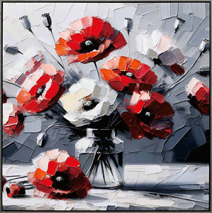 Pintura <span class=keywords><strong>al</strong></span> Óleo Texturizada <span class=keywords><strong>de</strong></span> Ramo <span class=keywords><strong>de</strong></span> <span class=keywords><strong>Amapolas</strong></span>, Arte Floral Impasto, Flores <span class=keywords><strong>Rojas</strong></span> y Blancas, Arte <span class=keywords><strong>de</strong></span> Pared en Lienzo, Hecho a Mano, Tamaño Personalizado - Product Image 2