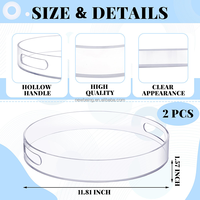 Plateau rond en acrylique avec poignées Plateau de service rond transparent robuste Plateau circulaire décoratif pour cuisine salle de bain