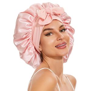 Night Sleep Bonnet Satin Silk Double Layer Adjustable Tie Band for Curly Wavy Natural Hair Ladies Wholesale Bulk Stock - Product Image 2