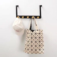 Porte-manteau et porte-clés multifonctionnel industriel rustique en fer et perles de bois, sans perçage, pour porte