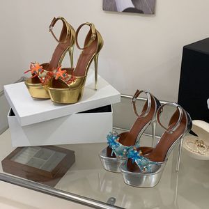 Chaussures à plateforme pour femme, couleur métallique, talon fin sexy, style rétro, avec cristaux - Product Image 2