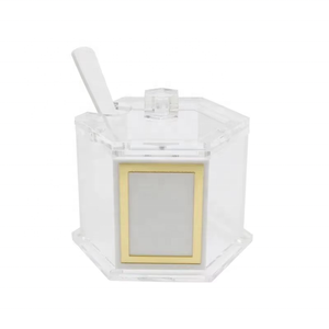 Acryl honing schaalset, Lucite Rosh Hashana honingpot, transparante hexagonale acryl Lucite honingpot, honing schaal voor Joodse geschenken - Product Image 5