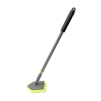 Brosse de nettoyage pour salle de bain Ecoclean avec manche télescopique extensible, robuste, pour baignoire, carrelage, sol, éponge, douche