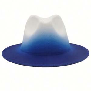 Nuevo Sombrero Fedora de Fieltro con Degradado de Dos Tonos para Otoño e Invierno, Estilo Francés, Pintado con Spray, para Hombre y Mujer - Product Image 4