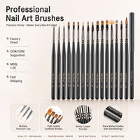 Ensemble de 16 pinceaux professionnels pour nail art, marque privée, pour liner et peinture 3D, manucure, commande en gros disponible