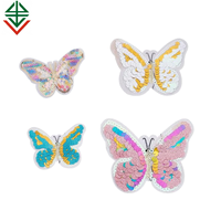 Patch papillon à paillettes cousu sur patchs papillon colorés Applique insecte dessin animé papillon bleu rose