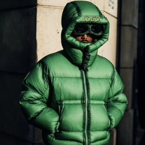 Veste doudoune matelassée coupe courte vintage en tissu épais, coupe-vent, à capuche, à changement de couleur, avec impression d'encre thermochromique personnalisée, style streetwear, pour l'hiver - Product Image 1