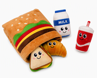 Série de jouets pour chiens en peluche qui couinent, en forme de sandwich fourré au lait, pour la vente en gros, pour animaux de compagnie
