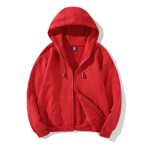 Sweat-shirts à capuche zippés pour hommes en molleton épais, coupe oversize, avec impression en relief, logo brodé uni et sérigraphie - Product Image 1