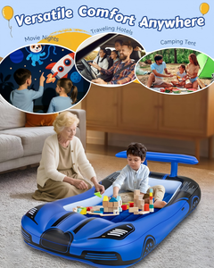 Cama Inflable de Viaje para Niños con Forma de Auto de Carreras, con Barandas de Seguridad para Niños Pequeños, para Acampar en Casa - Product Image 2