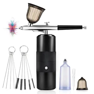 Kapper Tattoos Airbrush Kit Draagbare Usb Oplaadbare Nagellak Make-Up Spuitpistool Draadloze Compressor Airbrush