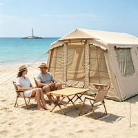 Tente familiale gonflable de luxe 13,68 m² en Oxford 420D, maison de glamping avec plafond de 2,3 m de haut, double porte et lucarne, usine OEM