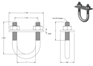 M10 thép không gỉ 316 U BOLT + 4pcs Hex Nuts + gắn tấm (PTFE Pad Trắng colour) + cao su Tay áo (màu đen) - Product Image 6