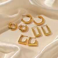 Boucles d'oreilles françaises de luxe léger, forme géométrique vintage, en acier inoxydable, personnalisées pour femmes, simples, haut de gamme, plaquées or 14 carats