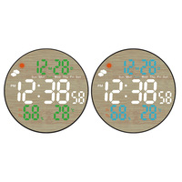 Horloge numérique LED électronique à écran rond de grande taille, télécommande, affichage de la météo, de la température et de l'humidité, en plastique ABS