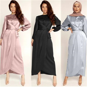 Populaire transfrontalier dubaï islamique soie saoudien arabe turc egypte prière ouverte femmes musulmanes Abaya Satin <span class=keywords><strong>Sexy</strong></span> Maxi robe vêtements - Product Image 4