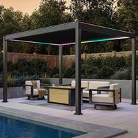 Pergola extérieure intelligente à toit bioclimatique à lames orientables, structure en aluminium pour salon de jardin et espace de vie extérieur, sur mesure