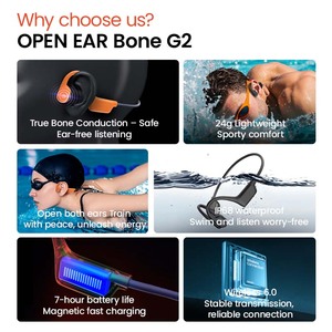 Alova giá cả cạnh tranh IPX8 bơi Tai nghe không thấm nước BT 6.0 xương tiến hành tai nghe bluetooth Earbuds với 8G MP3 TF thẻ - Product Image 2