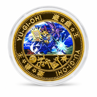 2026 Médaillon Chevalier Dragon Ailé du Ciel, Cinq Motifs de Cartes Anime, Boîtier en Acrylique Plaqué Or