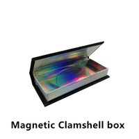 Boîte d'emballage de cils en forme de diamant avec strass bling holographique personnalisé OMT de 25mm laminage mat papier pour cils recyclable
