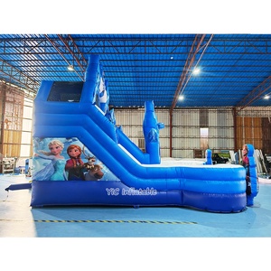 Tobogán Acuático con Temática de Frozen, Tobogán Doble, Casa de Brinco, Alquiler para Fiestas Infantiles, Parque Infantil - Product Image 4