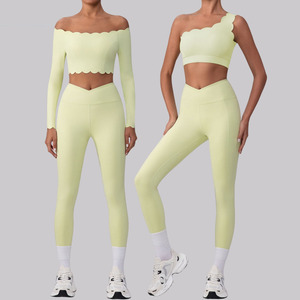 Custom Logo LULU GYM Solid Plus Size High Waist Activewear Sexy Wear Women Sport Bra Yoga Leggings Pants <b>2</b>-<b>Piece</b> <b>Set</b> - Product Image 1