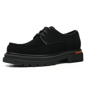 Zapatos de cuero de gamuza para hombre con cordones, versátiles, con suela gruesa para mayor altura, aptos para uso casual y de negocios. - Product Image 1