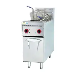 Vertical commercial electric deep fat fryer with 2 tank 2 basket 14 Liters for kitchen equipment stainless steel