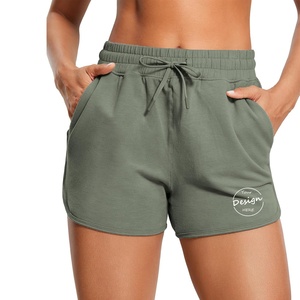 Venta al por mayor de parches bordados personalizados, pantalones cortos de entrenamiento atlético transpirables, cintura media, bolsillos laterales sueltos, 100 por ciento pantalones cortos de algodón - Product Image 6