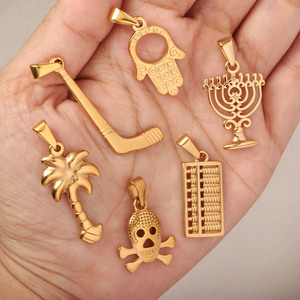 Colgante de Acero Inoxidable para Hombre con Diseños de Mano de Hamsa, Calavera, Menorah, Palmera, Ábaco, Palo de Hockey, para Collares y Pulseras DIY, Venta al por Mayor - Product Image 3
