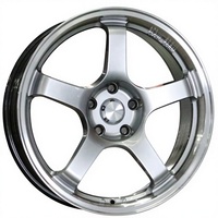 RUNLUN 19X8.5 Llantas de Aleación de Aluminio de Cinco Radios, Plateadas Electrolíticamente, Compatibles Universalmente con Autos Japoneses, Alemanes y Americanos K512S-10 Nuevas