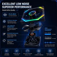 Ventilateur de refroidissement ARGB 120 mm pour boîtier PC gaming, 12 V, 3 broches, roulement fluide, faible bruit 17 dB(A) pour le refroidissement des boîtiers d'ordinateur