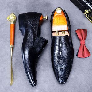 รองเท้าหนังวัวแท้สำหรับผู้ชาย ลายจระเข้แบบอังกฤษ - รองเท้าลำลองแบบสวม - Product Image 4