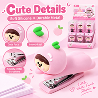 MIAX Agrafeuse Mini Mignonne Pêche en Silicone Souple, Agrafeuse de Bureau Dessin Animé pour l'École, le Bureau, Cadeau pour Enfants