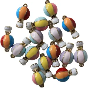 100pcs/lot Colorful Alloy Hot Air Balloon Enamel Charms Pendants DIY Bracelet Earring For Jewelry Making Accessories