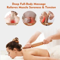 Rouleau de massage multi-roues en bois de hêtre, masseur corporel manuel en bois pour la relaxation musculaire et la correction de la posture