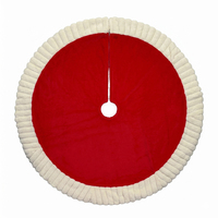 Jupe de sapin de Noël en velours rouge avec bordure en fausse fourrure blanche, décoration de Noël, fournitures pour la maison
