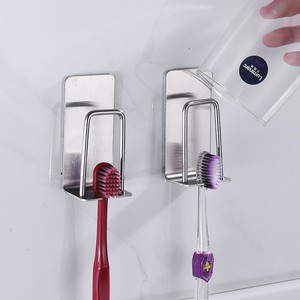Suporte para Escova de Dentes em Aço Inoxidável 304 Sem Furos, Suporte de Copo Montado na Parede para Acessórios de Banheiro - Product Image 1
