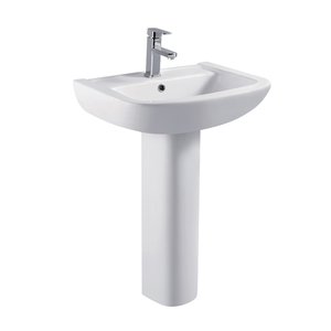Commode de salle de bain de luxe en céramique blanche <span class=keywords><strong>vasque</strong></span> combiné piédestal meubles de salle de bain avec lavabo autoportant et robinet - Product Image 5