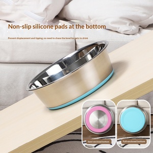 Anti-Slip Double-Walled Stainless Steel Bowl Cats Pet Basic Food Water Feeding Stocked Single Rubber Base Rounded Vacuum - Product Image 3