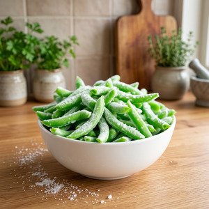 Frijoles Franceses Congelados IQF Premium - Vegetales Verdes Crujientes, Limpios, Cortados y Congelados Rápidamente para Cocinar y Comer como Snack - Product Image 1