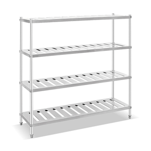 رف تخزين للمطبخ من الفولاذ المقاوم للصدأ، رف تجاري مثبت على الحائط بطبقة مزدوجة قابلة للتعديل - Product Image 5