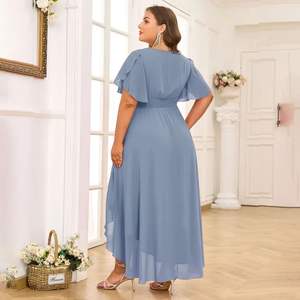 Vestidos Largos de Verano para Mujer, Talla Grande, Casuales, Sólidos, Estilo Africano Natural, de Chifón, Asimétricos, Estilo Preppy - Product Image 4